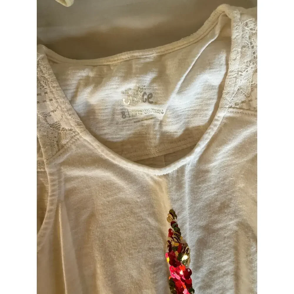 Justice white Eifle tower Tank size 8